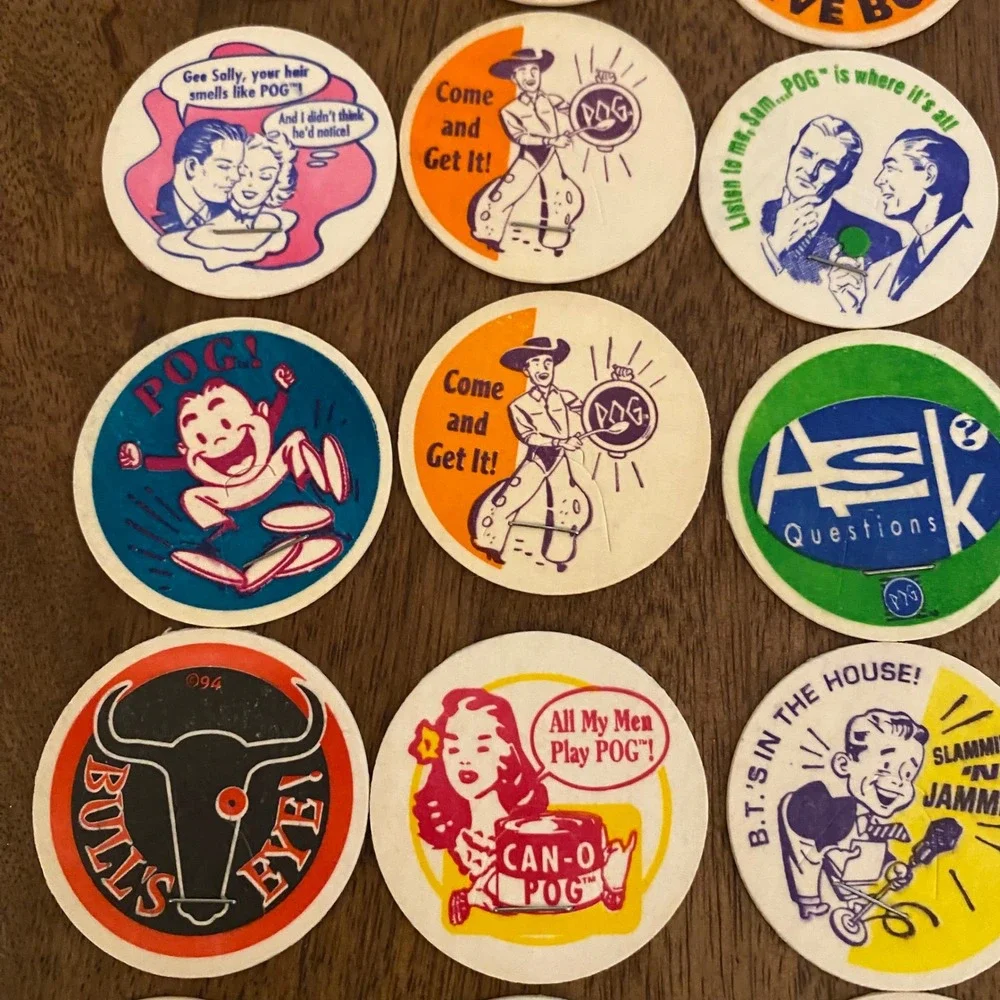 Vintage 90s POGs Lot 30pc World POG Federation Milk Caps Comics Linen Stapled